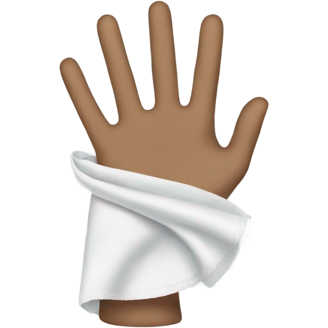 Hand holding a handkerchief emoji
