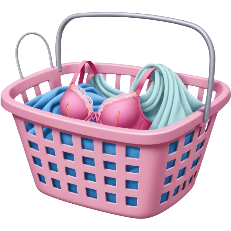 Pink bra in laundry basket emoji