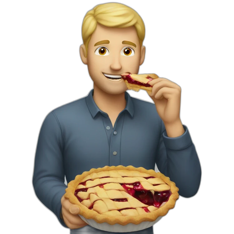 blonde man eating pie emoji