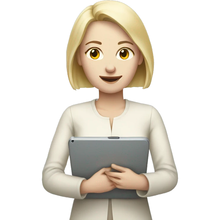 Pale woman with tablet emoji