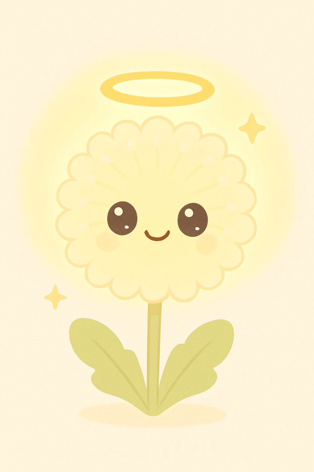 a dandelion with a halo and a golden glow emoji