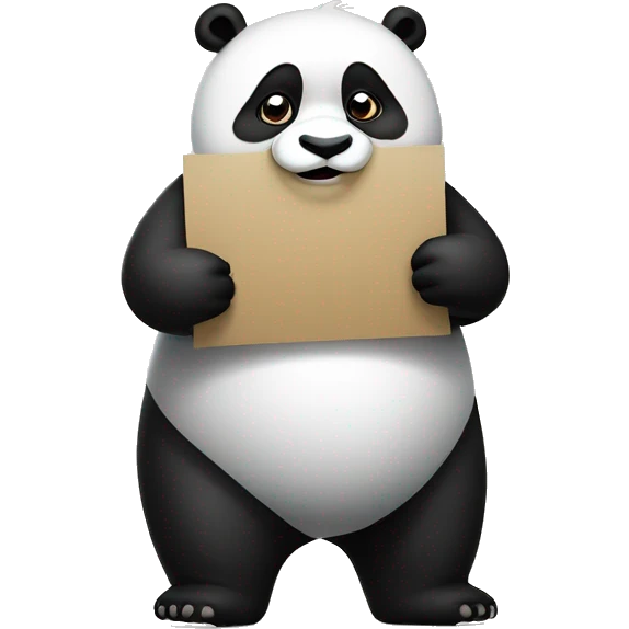 A fat panda holding a sign that says SAD emoji