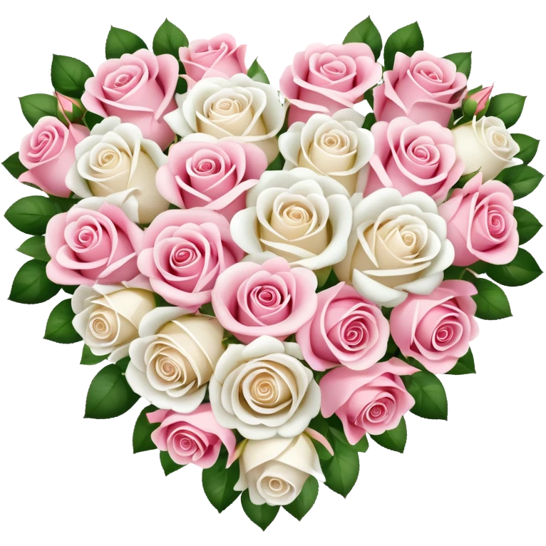 heart-shaped bouquet of pink and white roses emoji