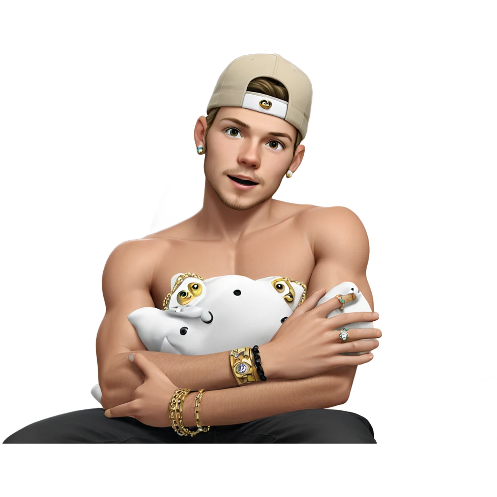 boy in hat with jewelry emoji