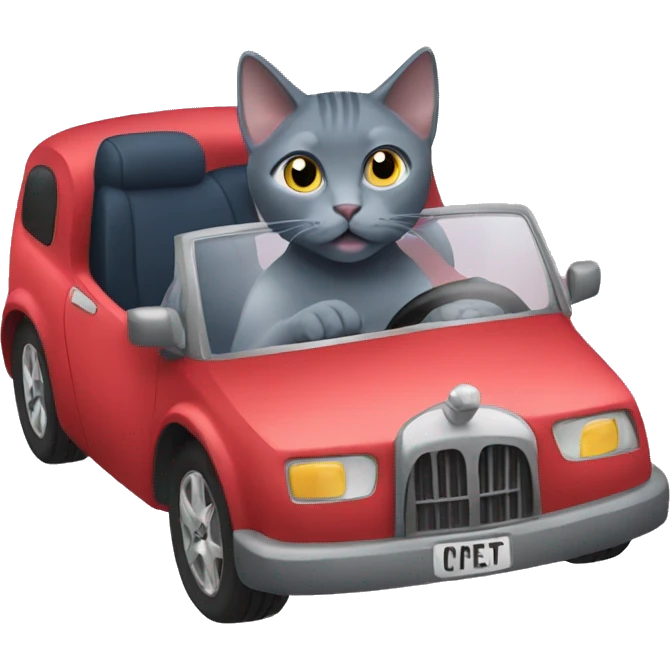 Russian blue cat driving a car emoji