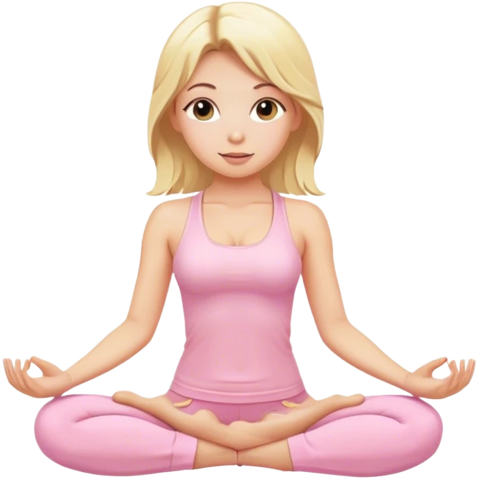 blonde yoga girl light pink clothes n emoji