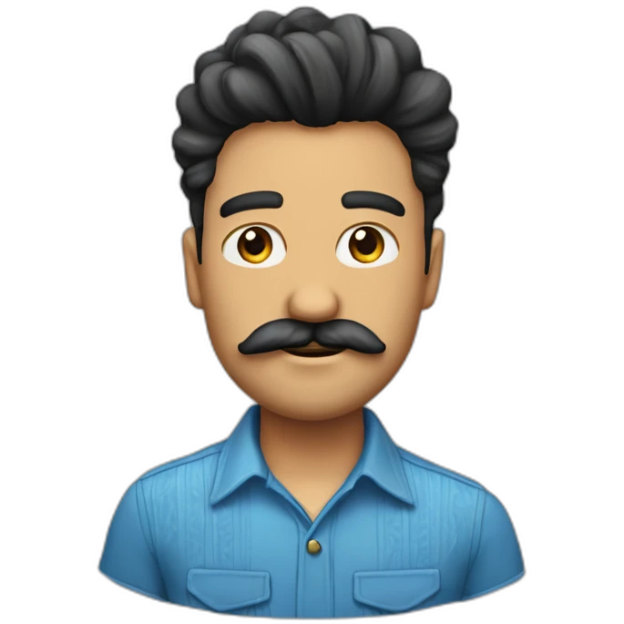 hombre pelo corto azul y bigotes cumbia emoji