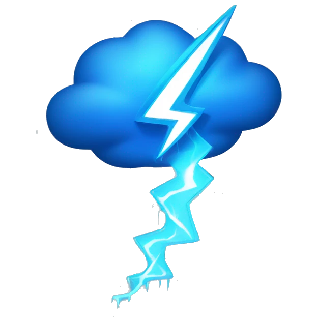 Blue lightning with Rain emoji