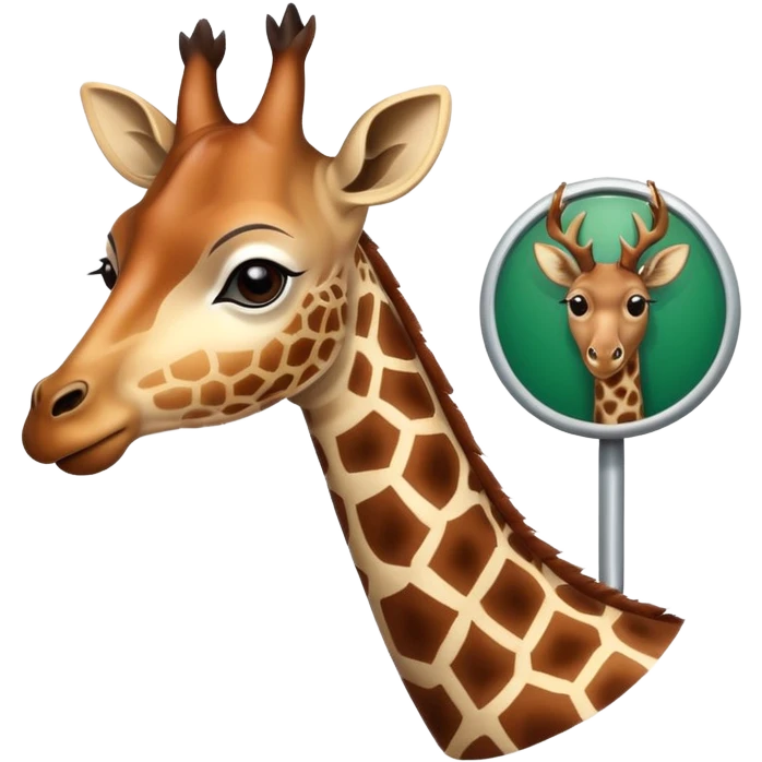 la girafe avec un cerf tete avec lenseigne body shop derriere elle emoji