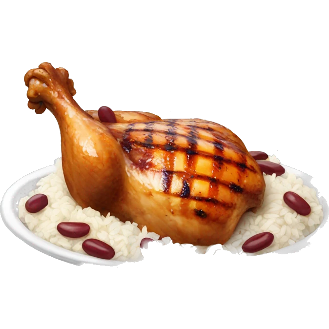 Grilled chicken with rice, red beans emoji