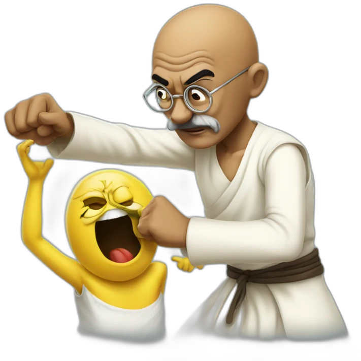 Gandhi punching spongebob emoji