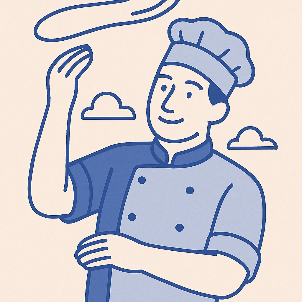 smiling Italian chef spinning pizza dough emoji