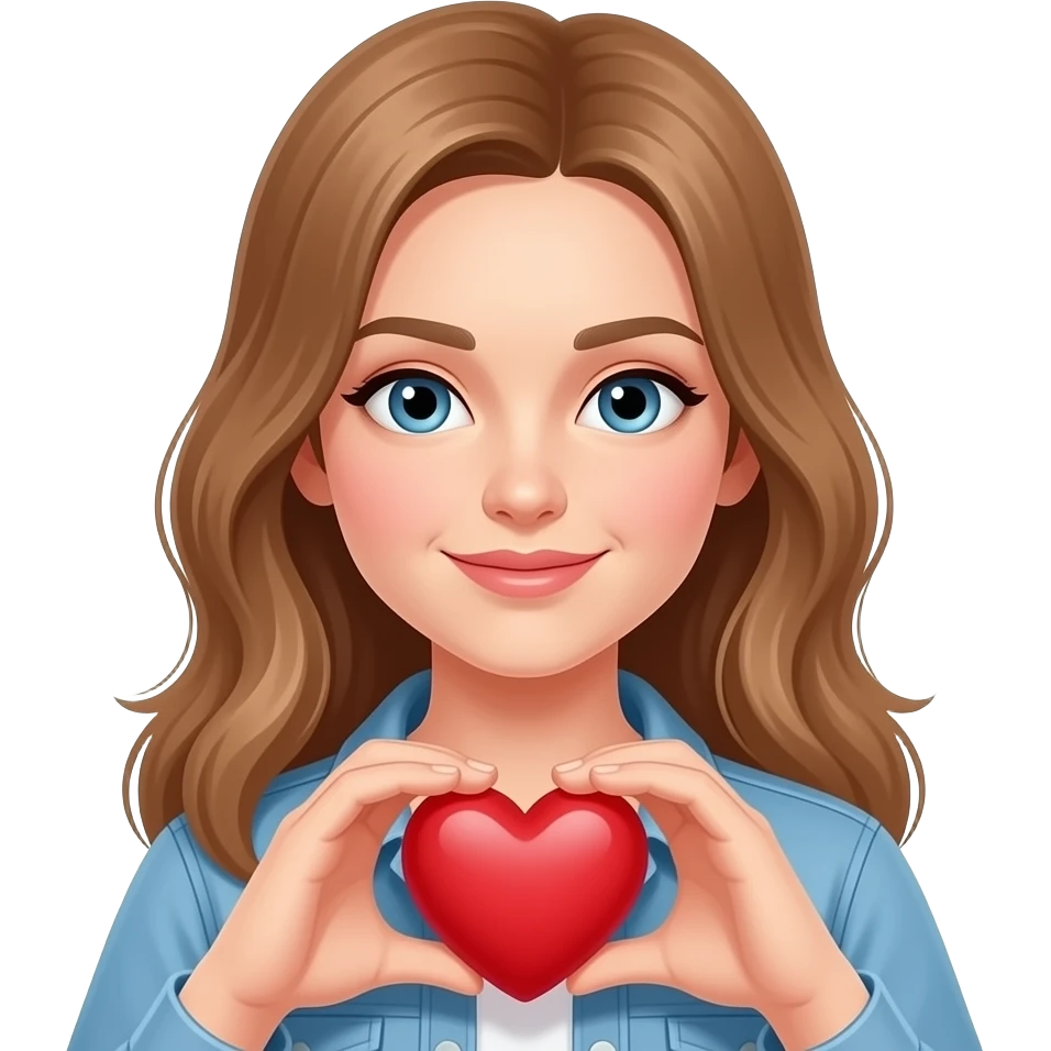 русская молодая девушка показывает сердечко emoji