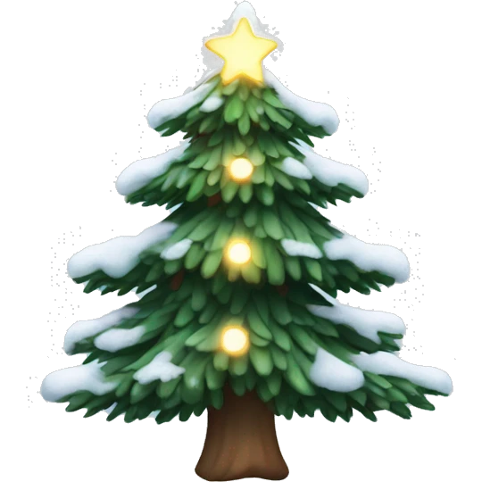 Pine tree with snow on it with lights emoji