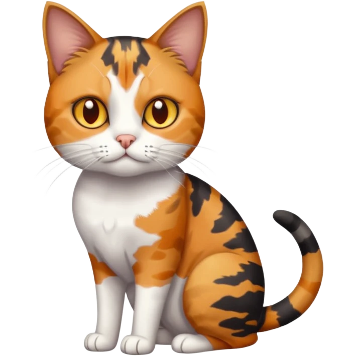 full body anxious looking colourful light patched calico tabby cat with hazel eyes emoji