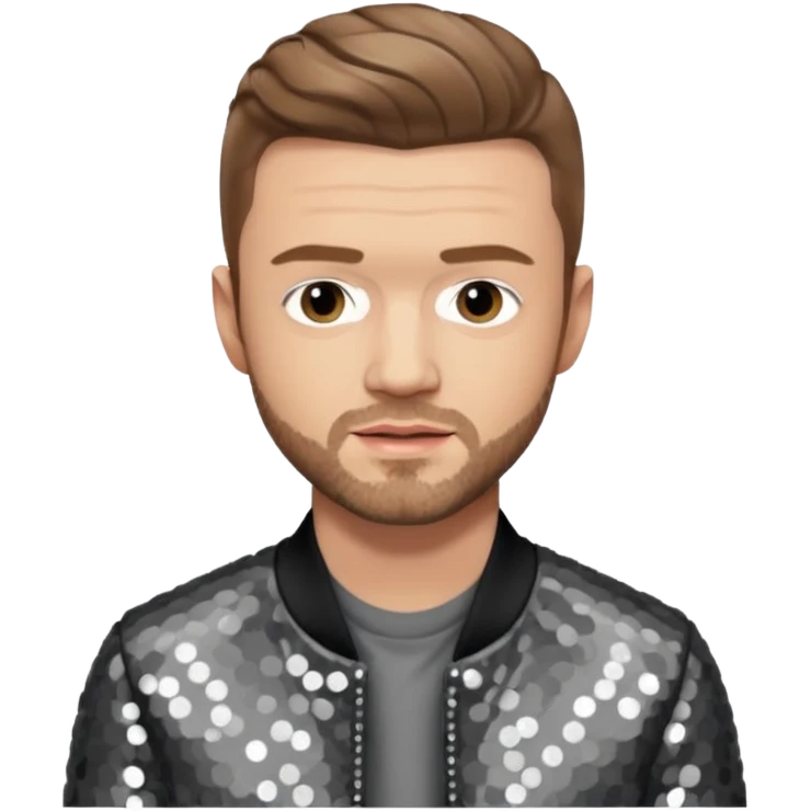Justin Timberlake with gray sequin jacket, black shirt , light brown hair, light skin emoji
