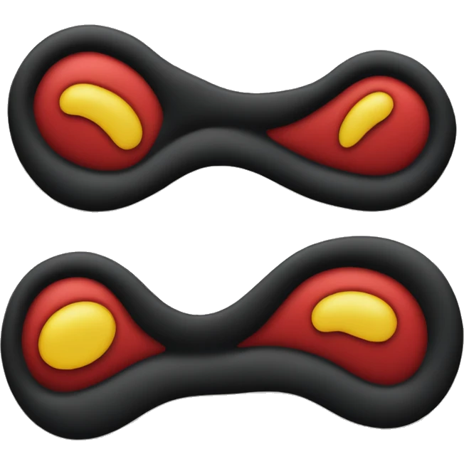 A wavy black and red rectangle with a medium sized yellow circle  emoji