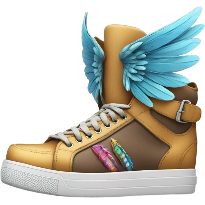 Footwear with wing emoji