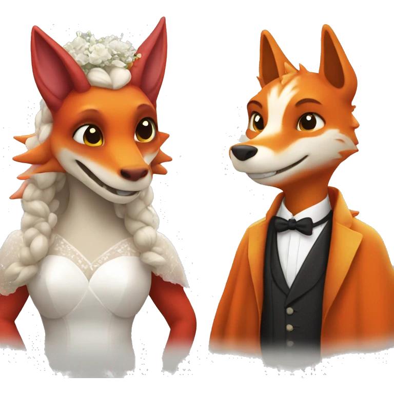 dragon and fox getting married emoji