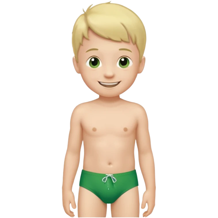 Little boy in green swim briefs  emoji