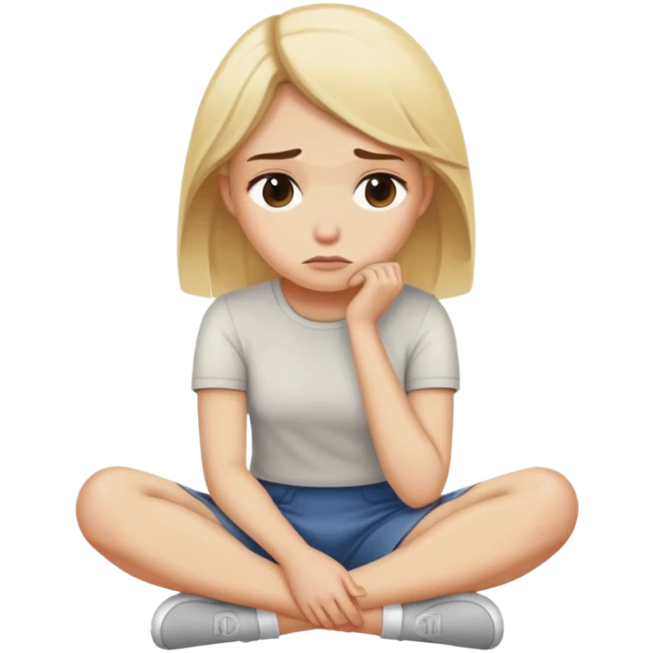 Blonde woman sitting waiting sad emoji