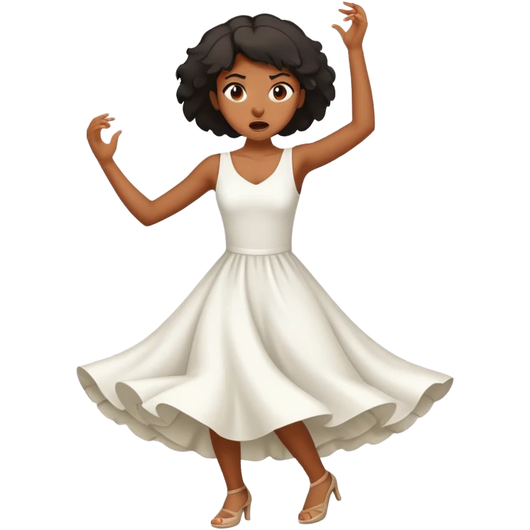 Black girl angrily dancing with a white dress emoji