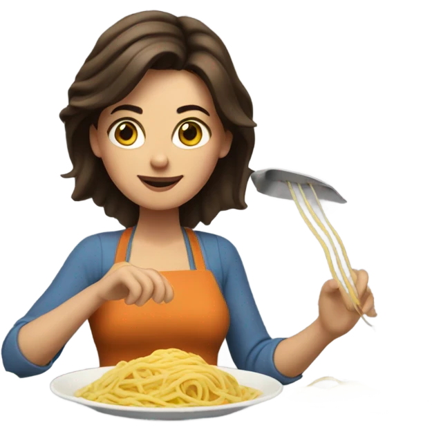 Brunette woman making spaghetti  emoji