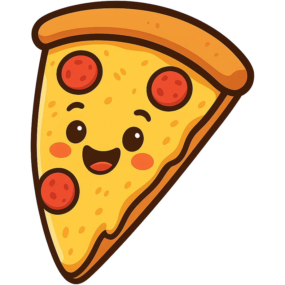 happy slice of pizza, general style, cheerful and inviting emoji