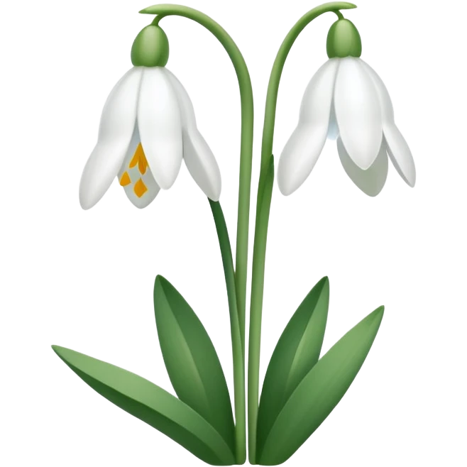 snowdrop, two blossoms, simple emoji