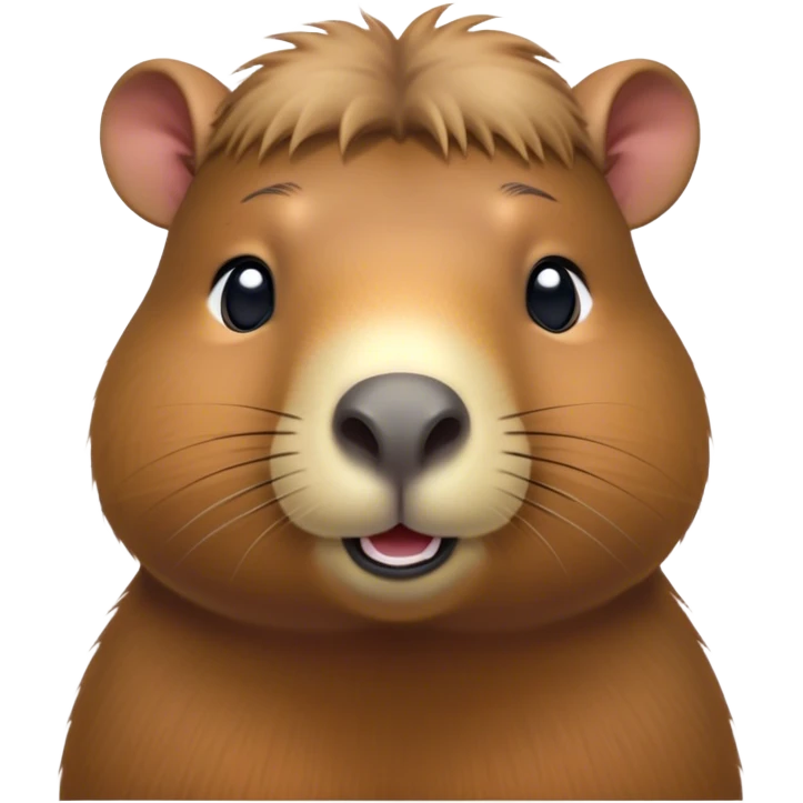 Cinematic Cute Capybara Portrait Emoji, Head tilted playfully and inquisitively, with a delightfully fluffy, rounded form accented by soft, inviting fur and round, sparkling eyes full of charm, Simplified yet irresistibly adorable features, highly detailed, glowing with a warm, friendly glow, high shine, affectionate and lively, stylized with a touch of whimsical cuteness, soft glowing outline, capturing the essence of a mischievous yet loving capybara that feels like it could tumble out of the screen into your arms! emoji