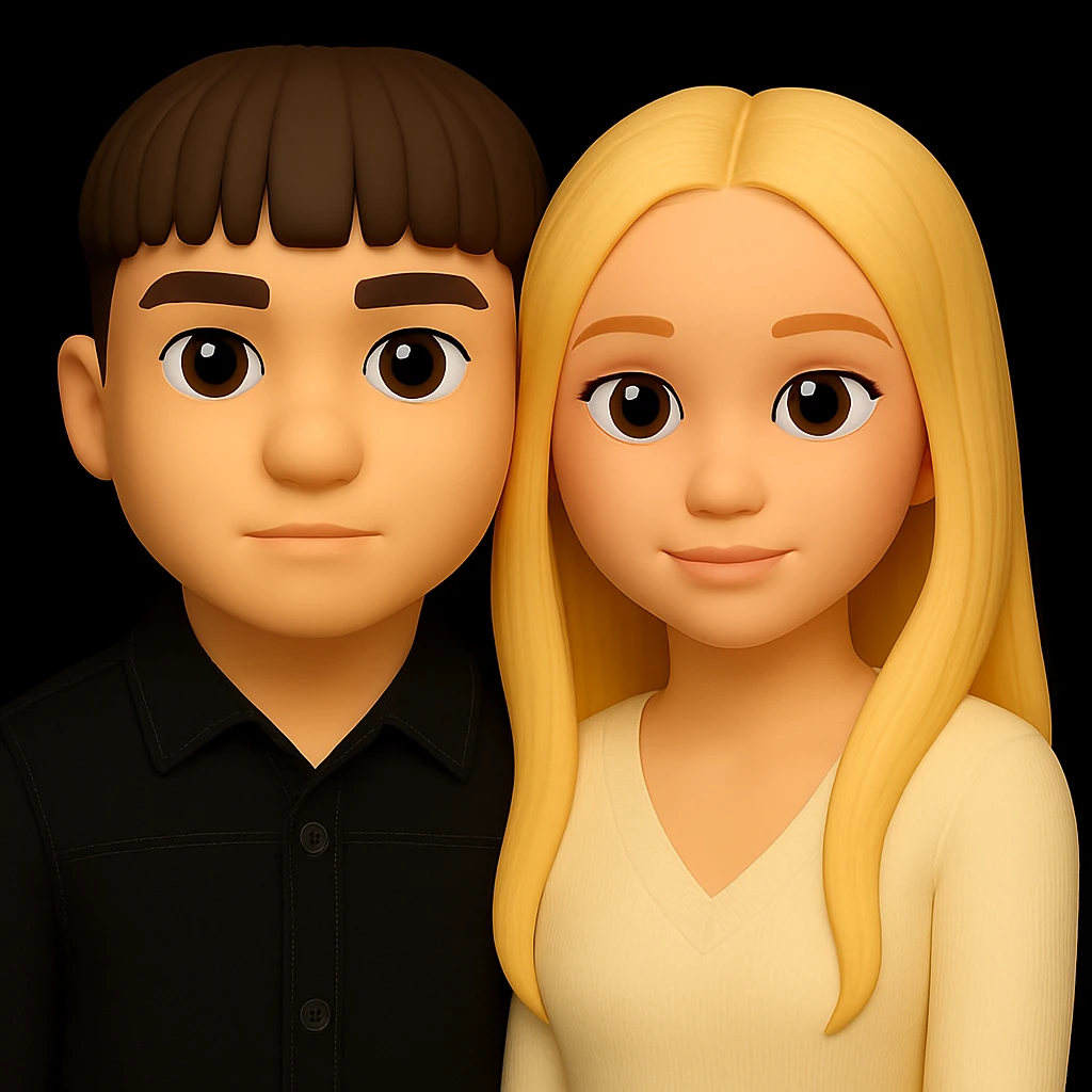 Rotate the girl forward so she is looking straight ahead, preserving the 3d-emoji style look and feel, keep everything else unchanged. emoji