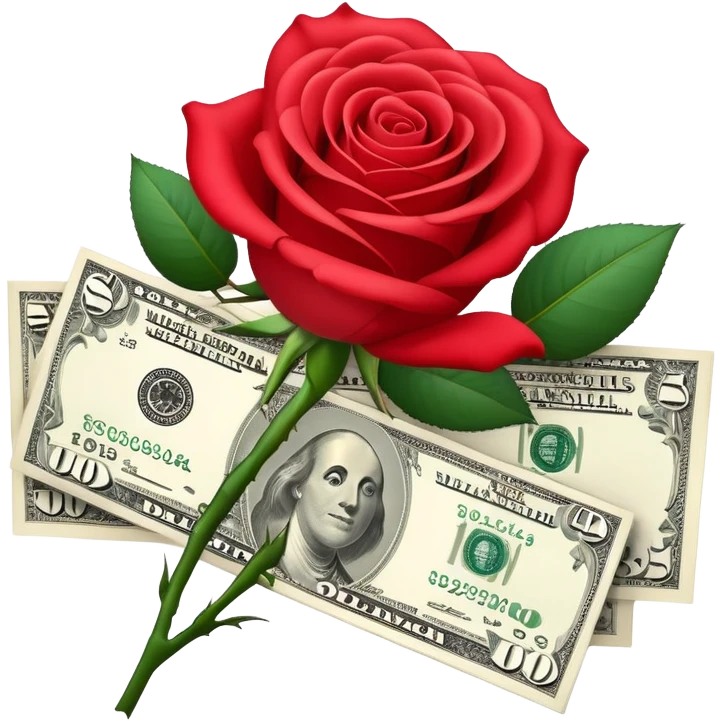 Red flower with dollars  emoji