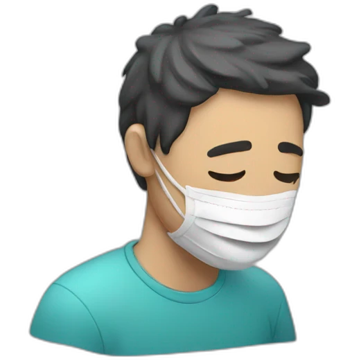 man vomiting with a facemask on his forehead emoji