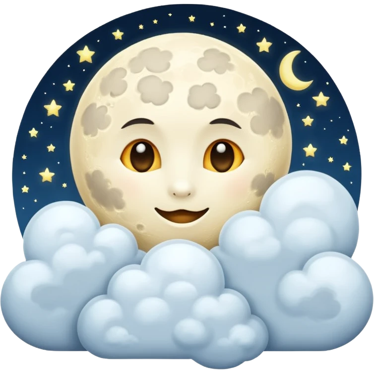 moon with clouds, ultra realistic style, icon emoji