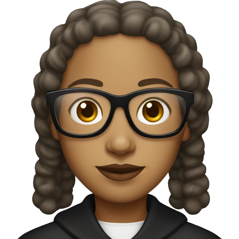Female nun with medium skin tone and curly hair wearing spike Lee glasses emoji