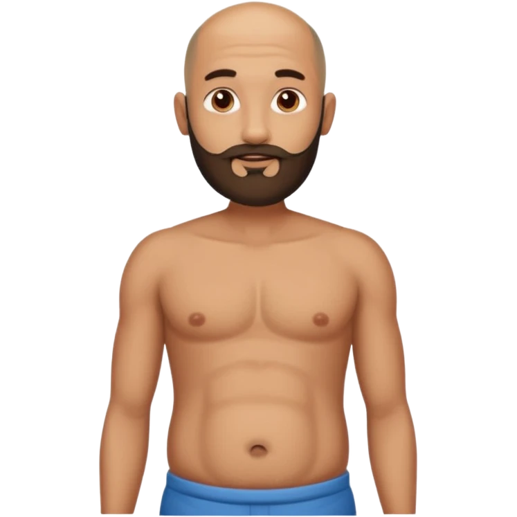 Slim Indian with belly visible top and beard and bald emoji