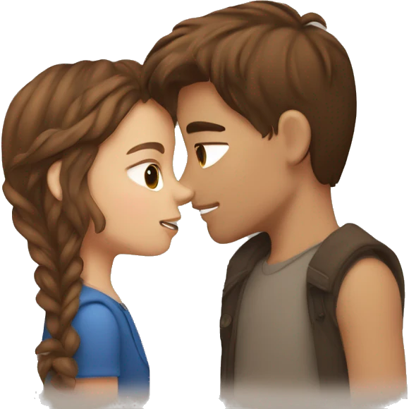 brown hair boy and brown hair girl kissing  emoji