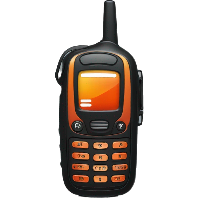 black walkie talkie with red-orange button on side emoji