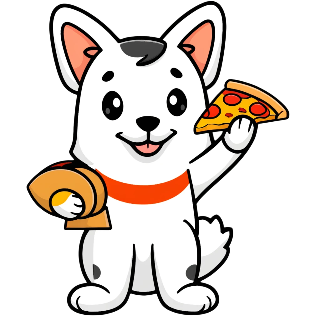Dog with a pizza box emoji