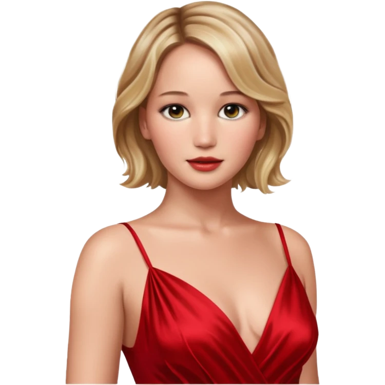 Jennifer Lawrence, in a red dress emoji