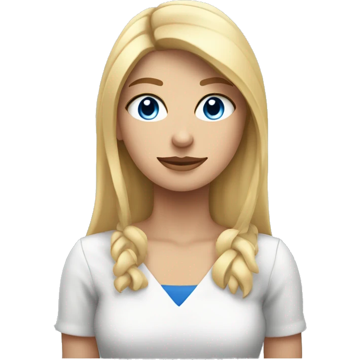 Chica rubia abrazando a Gato blanco y gris con ojos azules  emoji