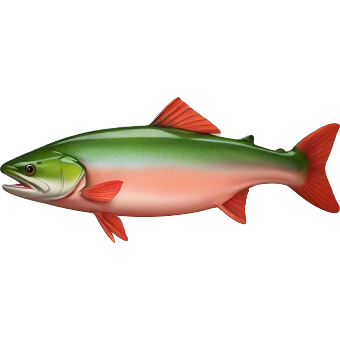 red sockeye salmon with green head facing to the left emoji