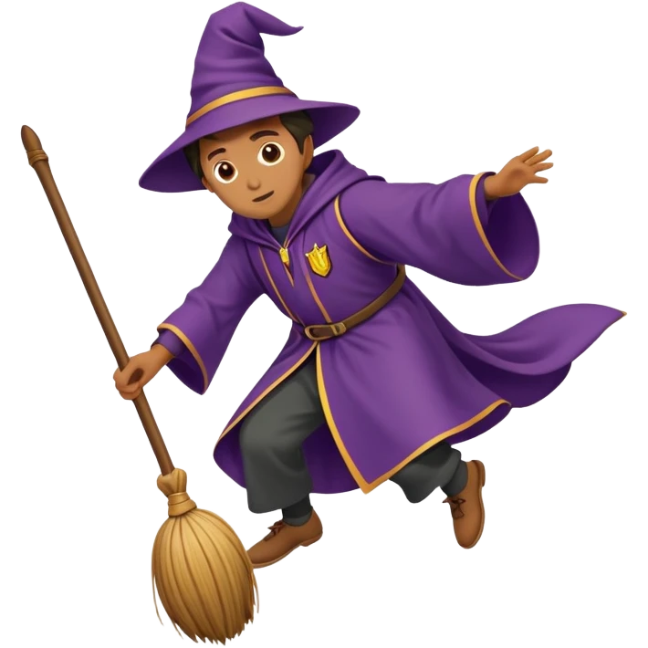 Hogwarts student in wizard robes falling off a broomstick emoji