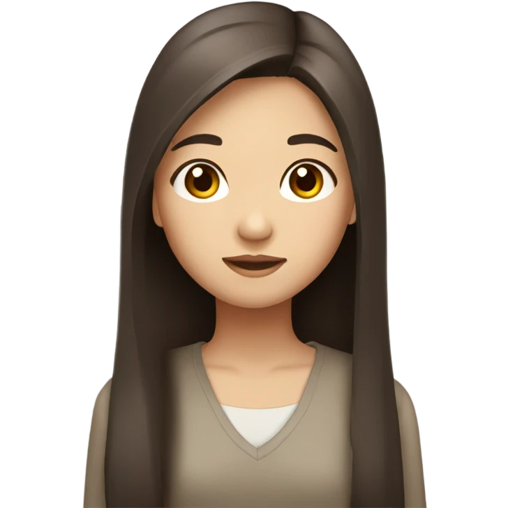 asian girl with long straight brown hair and brown eyes emoji