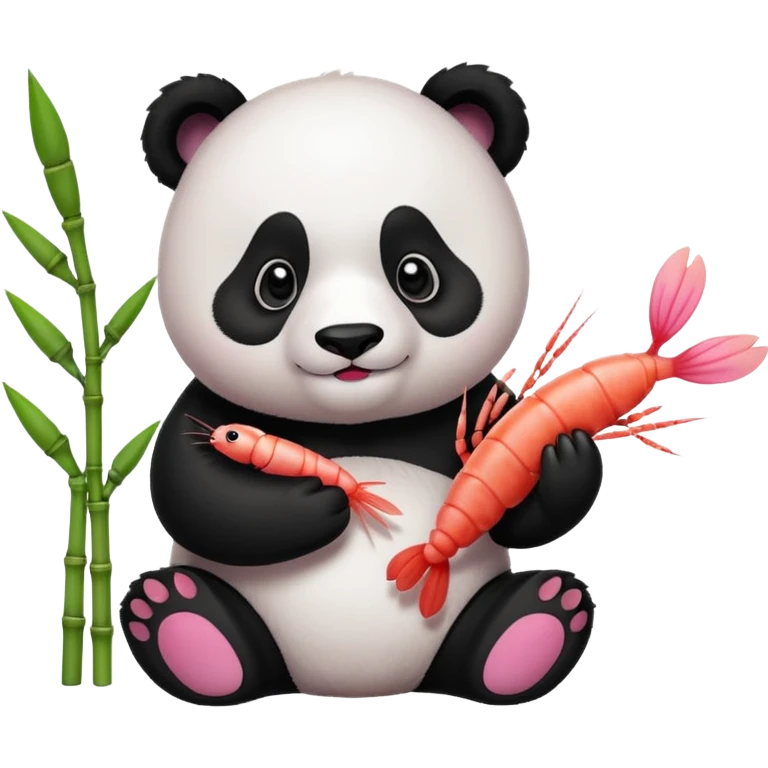 Panda holding shrimp emoji