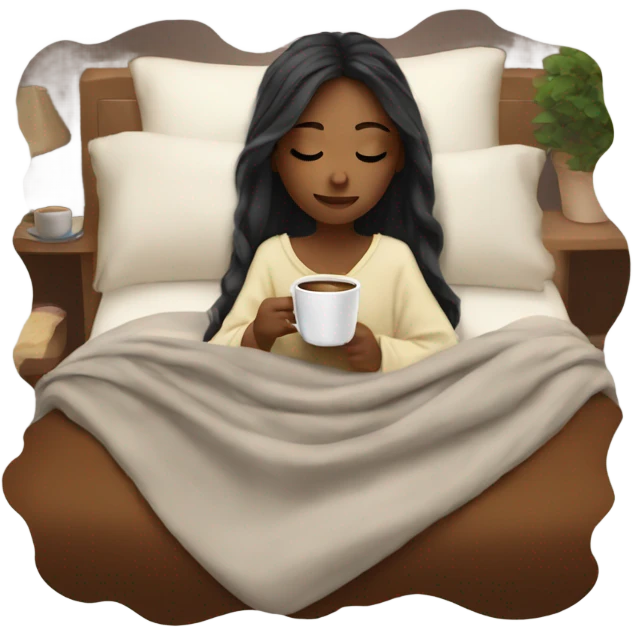 girl inside a blanket sipping coffee eyes closed emoji