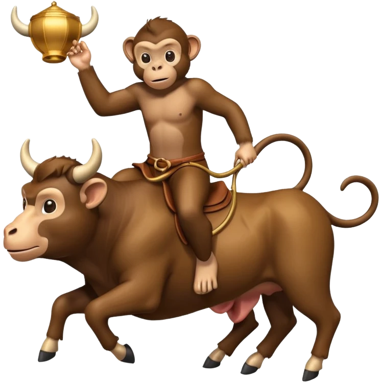 Monkey riding a bull emoji