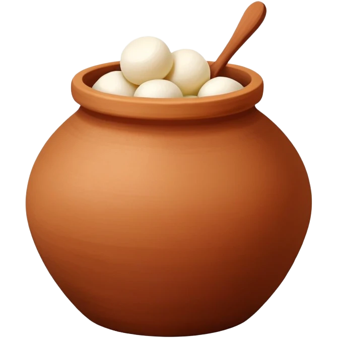 brown clay pot matka filled with rasgulla sweets emoji