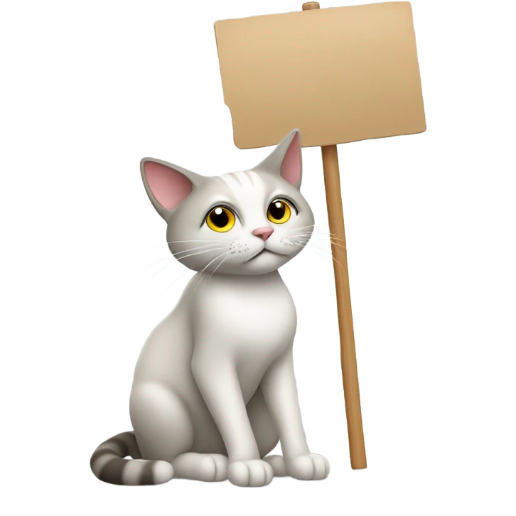 cat with a sign saying  emoji