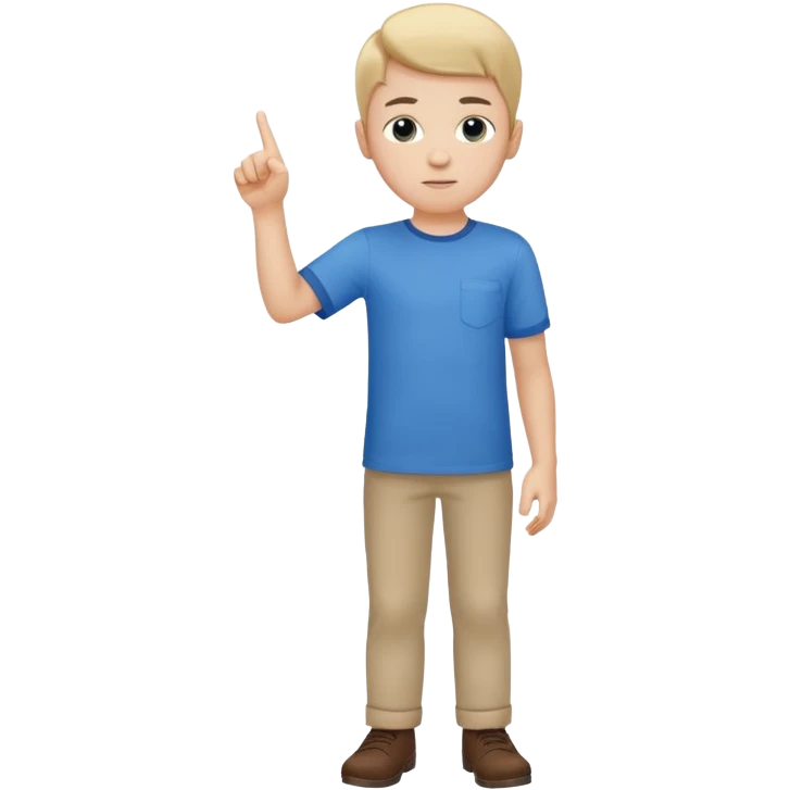 A boy poitning to the side. Full body. emoji